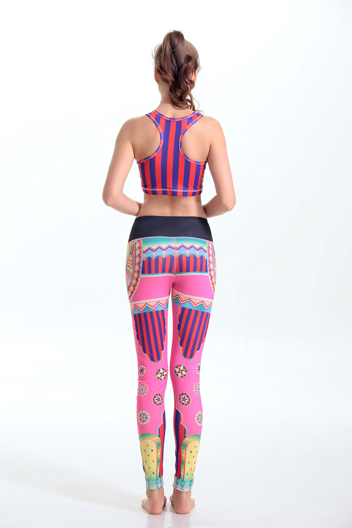 YG1105-1 Women s Printed Athletic Yoga Bra Tops and Legging Pants